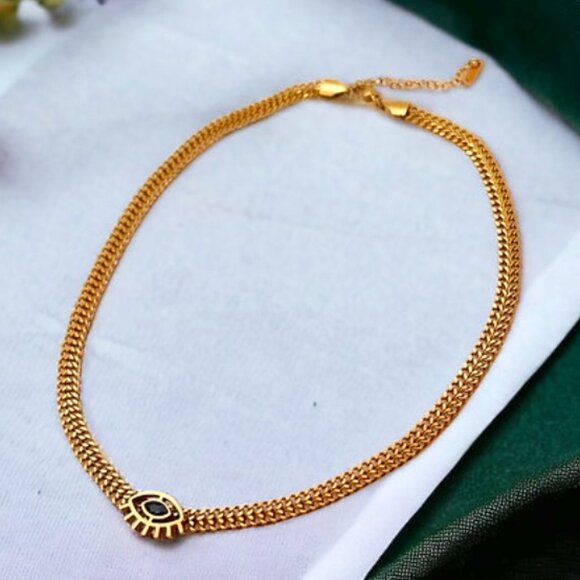 New Eye Evil Symbolic Charm 18K Gold-Plated Necklace & Bracelet Set - Picture 4 of 10